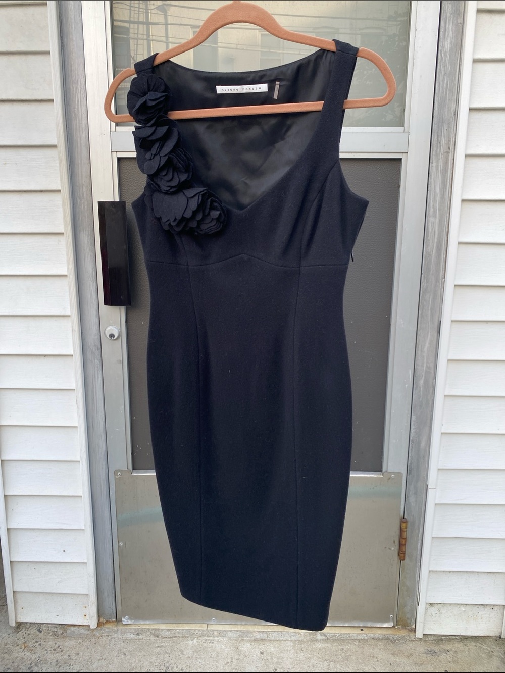 Susana Monaco Black Floral Accent Sheath Dress